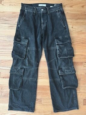 PacSun Men's Black Straight Cargo Jeans